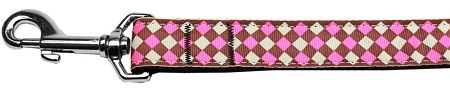 Pink Checkers Nylon Dog Leash 5/8 inch wide 6ft Long