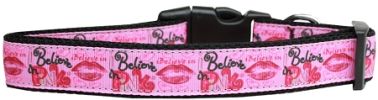 Believe in Pink Nylon Dog Collar Medium