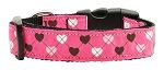 Argyle Hearts Nylon Ribbon Collar Bright Pink Large