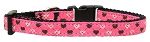 Argyle Hearts Nylon Ribbon Collar Bright Pink Small