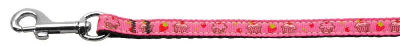 Cupcakes Nylon Ribbon Leash Bright Pink 3/8 inch wide 4ft Long