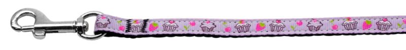 Cupcakes Nylon Ribbon Leash Purple 3/8 inch wide 4ft Long