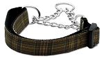 Plaid Nylon Collar Martingale Brown Medium