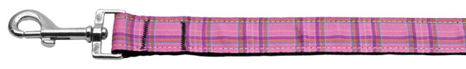 Plaid Nylon Collar Pink 1 wide 6ft Lsh