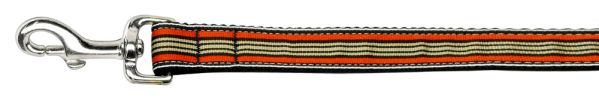 Preppy Stripes Nylon Ribbon Collars Orange/Khaki 1 wide 6ft Lsh