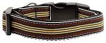 Preppy Stripes Nylon Ribbon Collars Brown/Khaki Large