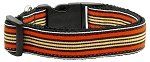 Preppy Stripes Nylon Ribbon Collars Orange/Khaki Large