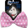 Pink Polka Dots Pet Bow Tie Collar Accessory with Velcro