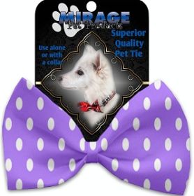 Purple Polka Dots Pet Bow Tie Collar Accessory with Velcro