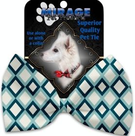 Blue Diamonds Pet Bow Tie Collar Accessory with Velcro