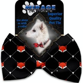 Fox Plaid Pet Bow Tie Collar Accessory with Velcro