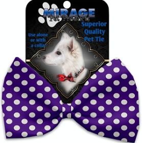 Royal Purple Swiss Dots Pet Bow Tie Collar Accessory with Velcro