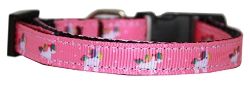 Pink Unicorn Nylon Dog Collar XS