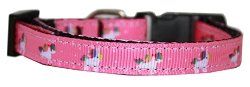 Pink Unicorn Nylon Dog Collar XS