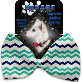 Aquatic Chevron Pet Bow Tie Collar Accessory with Velcro