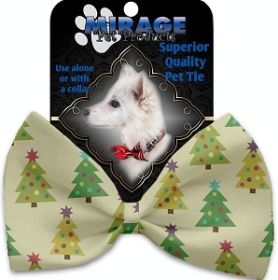 Cutesy Christmas Trees Pet Bow Tie Collar Accessory with Velcro