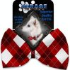 Candy Cane Argyle Pet Bow Tie Collar Accessory with Velcro