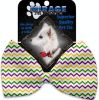 Mardi Gras Chevron Pet Bow Tie Collar Accessory with Velcro