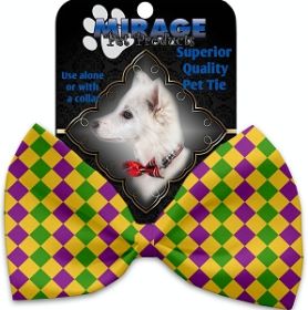 Mardi Gras Diamonds Pet Bow Tie Collar Accessory with Velcro