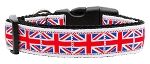 Tiled Union Jack(UK Flag) Nylon Ribbon Dog Collar XL