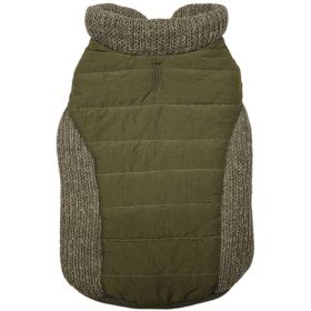 Fashion Pet Sweater Trim Puffy Dog Coat Olive (Option: Medium)