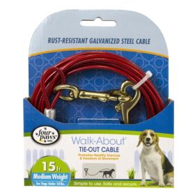 Four Paws Walk (Option: About TieOut Cable Medium Weight for Dogs up to 50 lbs  15' Long)