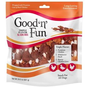 Healthy Hide Good'n' Fun Triple (Option: Flavor Kabobs Chicken, Duck and Chicken Liver  36 count)