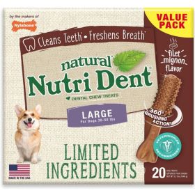 Nylabone Natural Nutri Dent Filet Mignon Dental Chews (Option: Limited Ingredients  Large  20 Count)